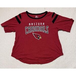 G-III Womens Arizona Cardinals Graphic T-shirt Red Cotton XXL Curved Hem Tee